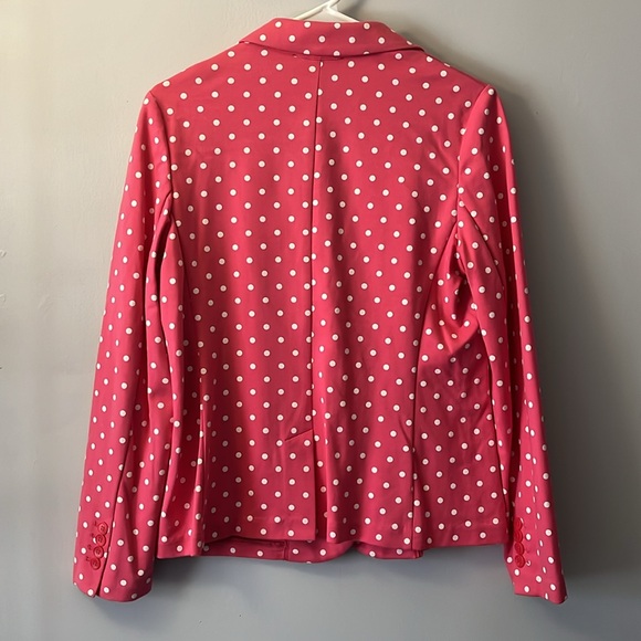 Talbots Pink White Polka Dot Single Breast 2 Button Blazer Size M Petite MP - Picture 7 of 14